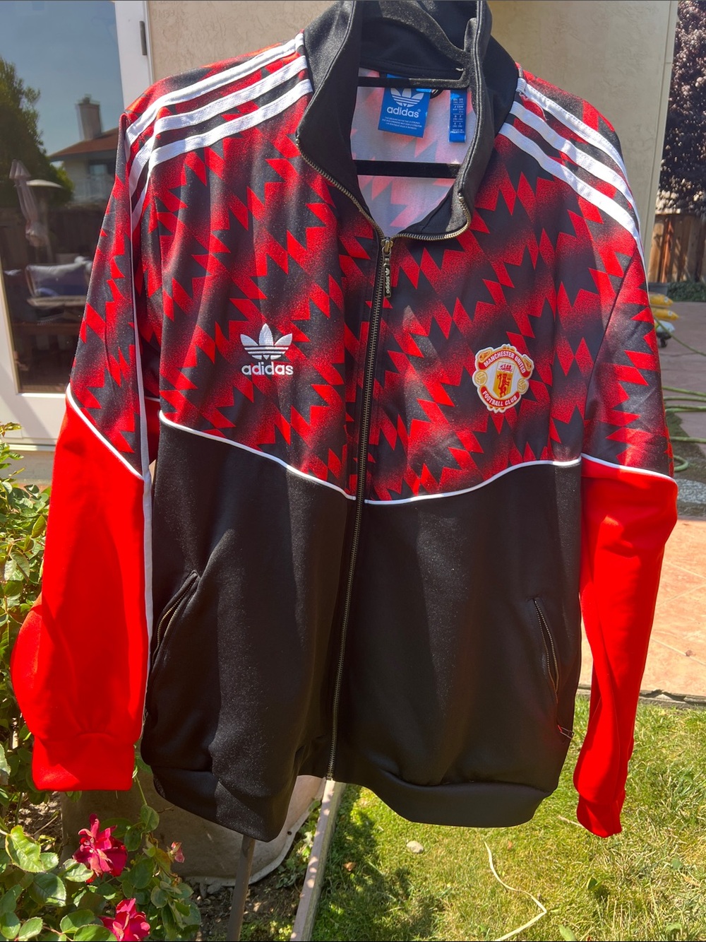 Adidas Red and Black Manchester United Lightweight Track Jacket